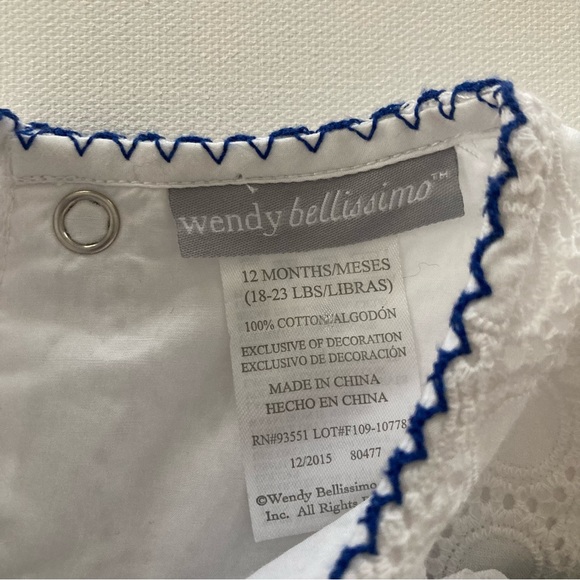 Wendy Bellissimo Baby Girl 12 Months Blue White Floral Dress Spring Summer - Picture 5 of 8